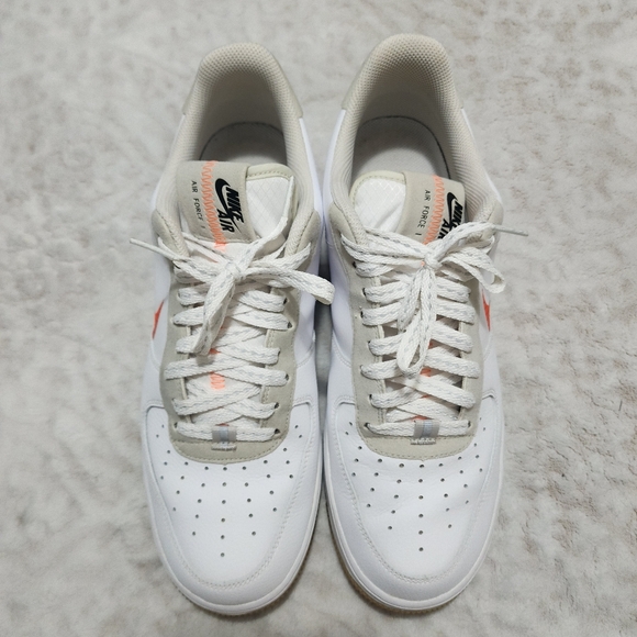 Nike Air Force 1 '07 LV8 Low White Orange Sneakers CD0888-100 Men's Sz 10.5